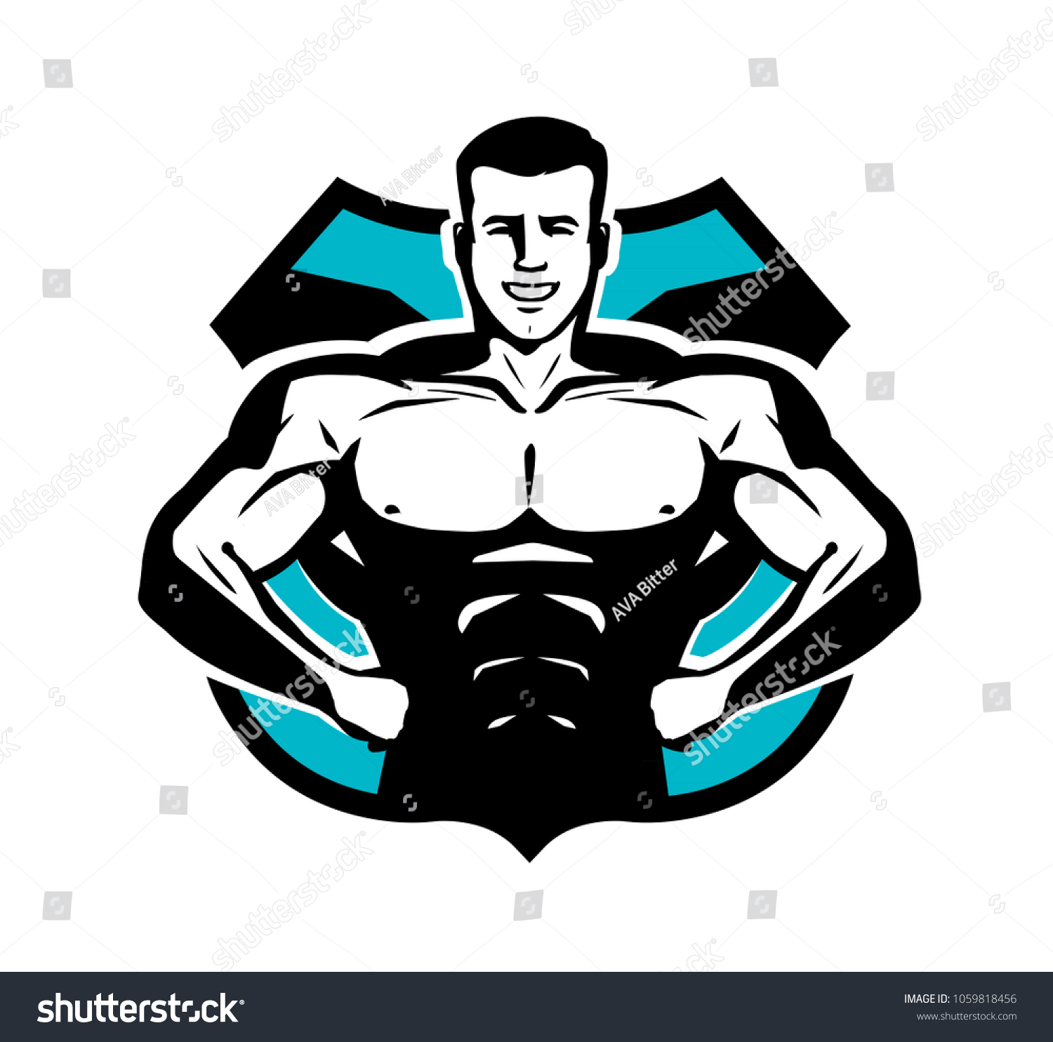 Gym Bodybuilding Sport Logo Label Happy Stock Vector (Royalty Free ...