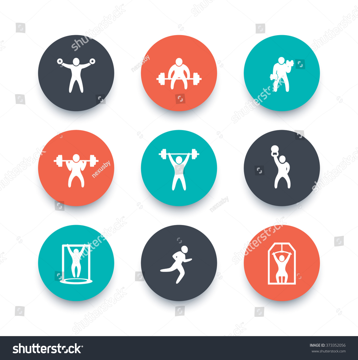 Gym Fitness Exercises Round Color Icons Stock Vector 373352056 ...