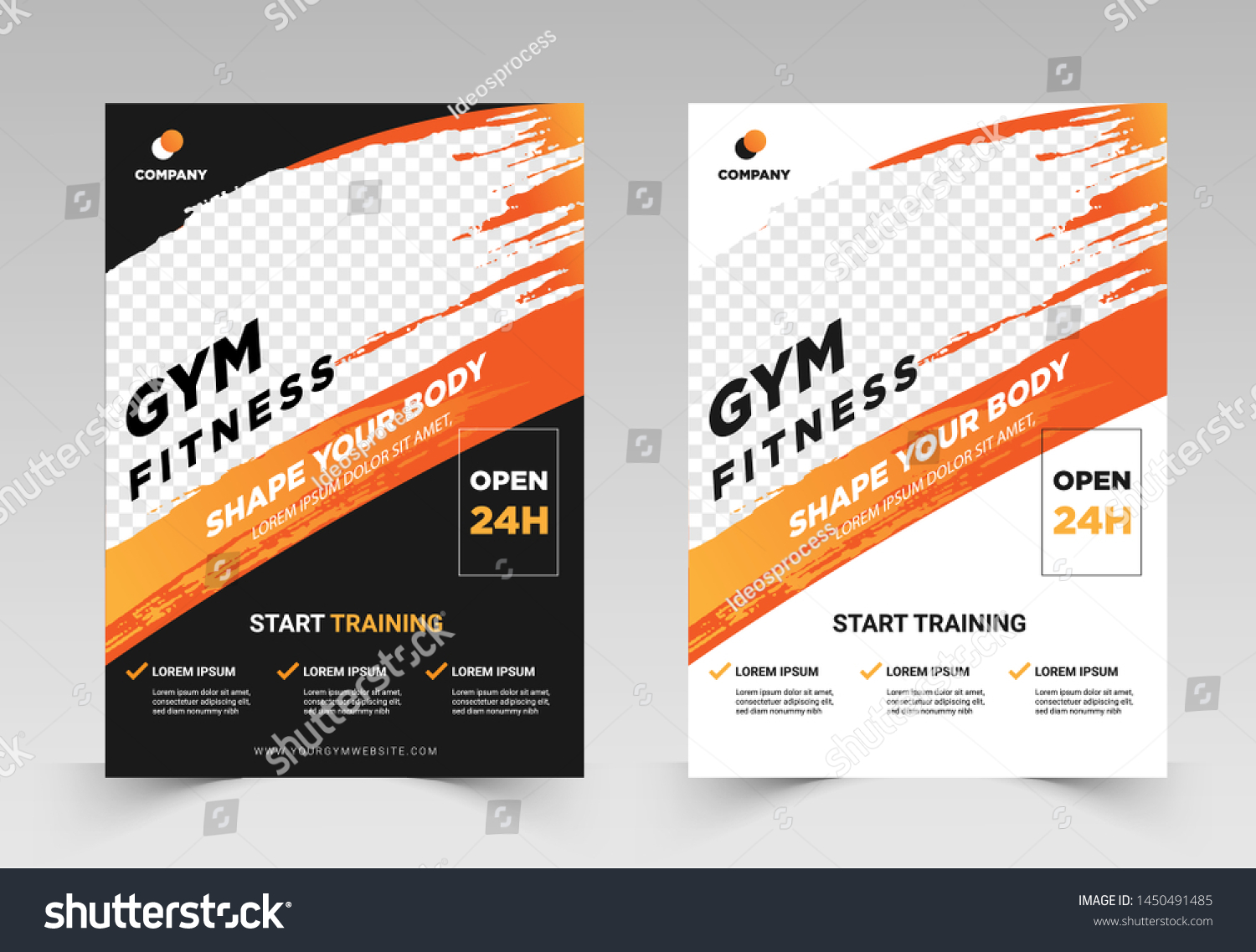 Gym Fitness Flyer Template Grunge Shapes Stock Vector Royalty Free