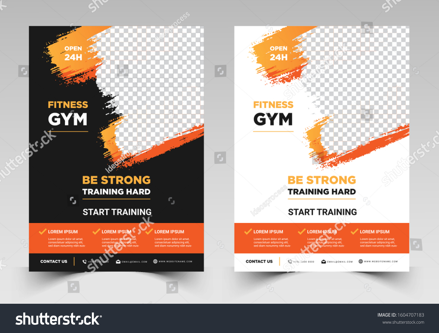 Gym Fitness Flyer Template Grunge Shapes Stock Vector Royalty Free