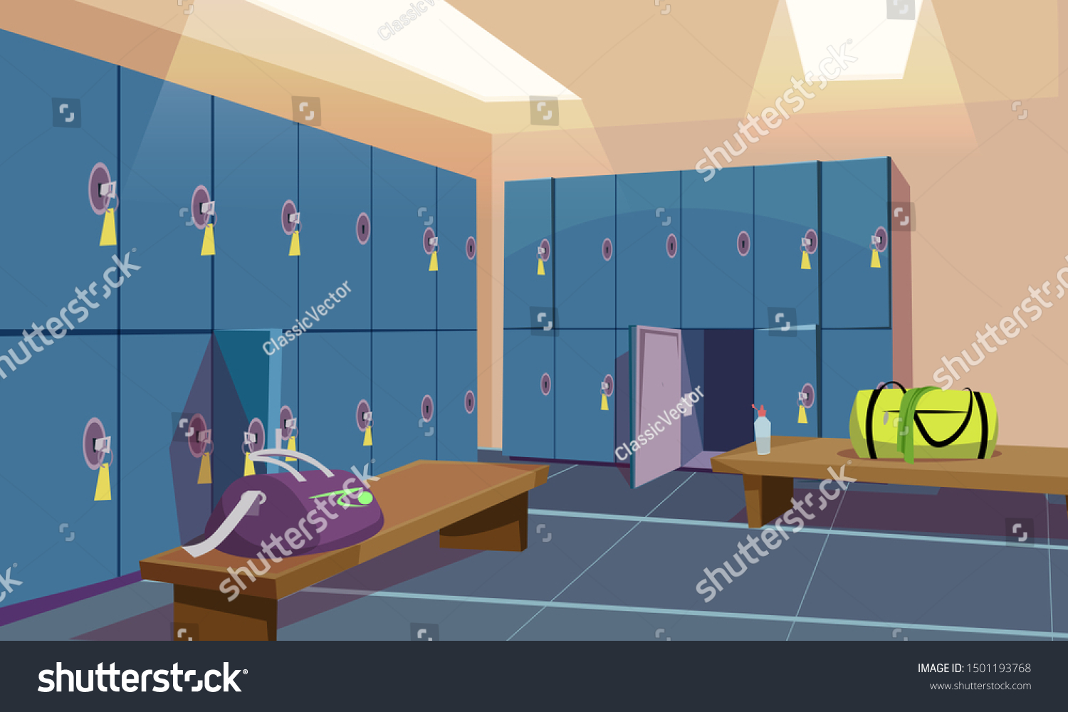 Gym Locker Room Flat Vector Illustration Stock Vector