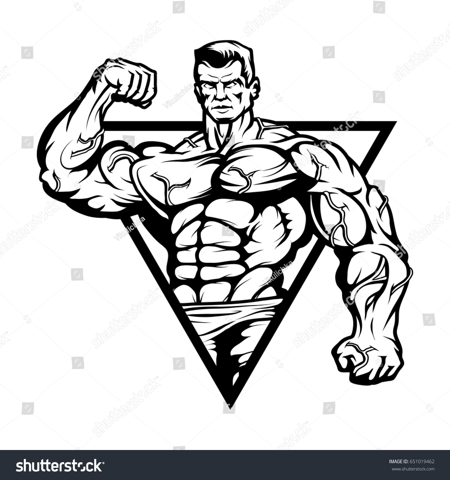 Vektor Stok Gym Logobodybuilder Muscular Bodysexy Man Beautiful Tanpa Royalti