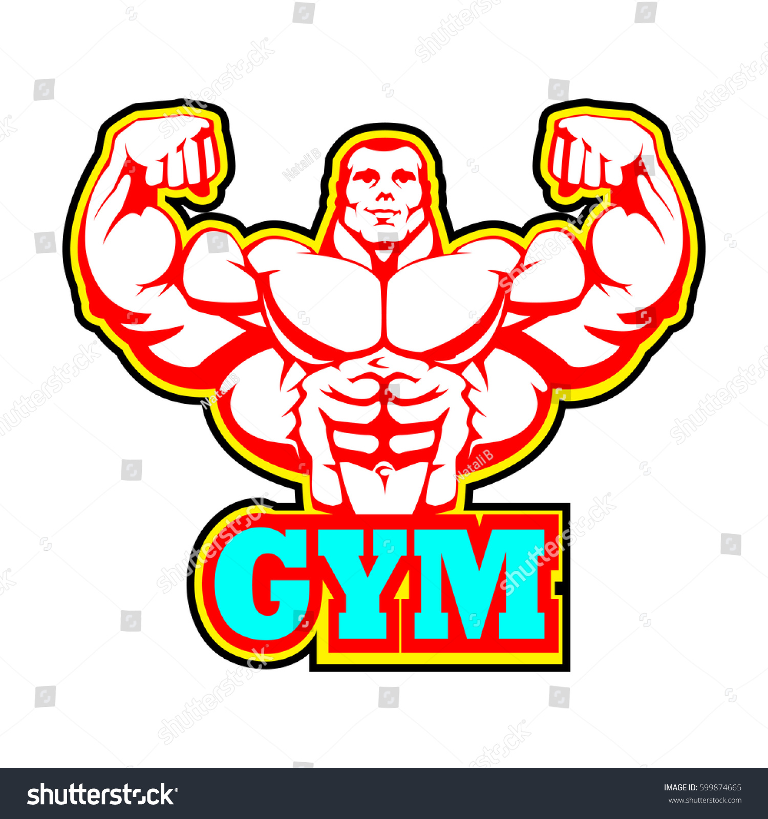 Gym Logo Design Bodybuilding Fitness Powerlifting Stock Vector