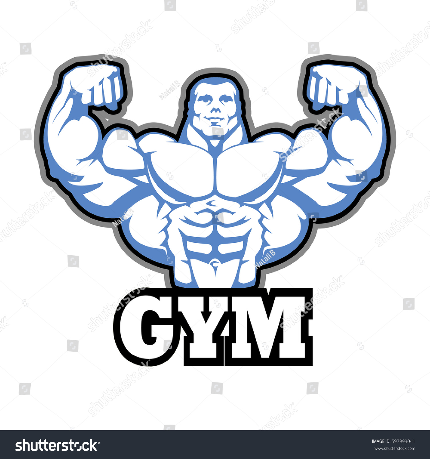 Gym Logo Vector Design Muscle Man Stock Vector 597993041