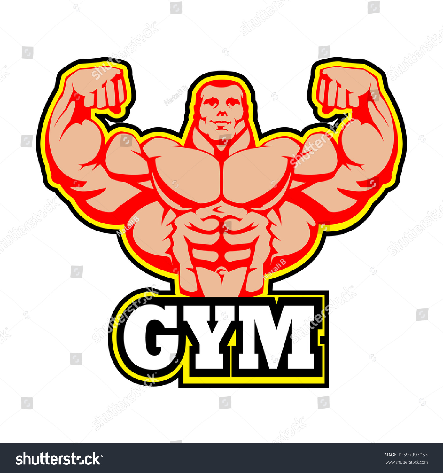 Gym Logo Vector Design Muscle Man Stock Vector 597993053
