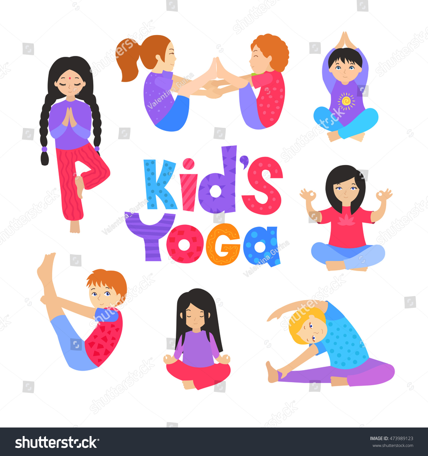 Gymnastics Children Children Yoga Kids Doing Stock Vector (Royalty Free ...