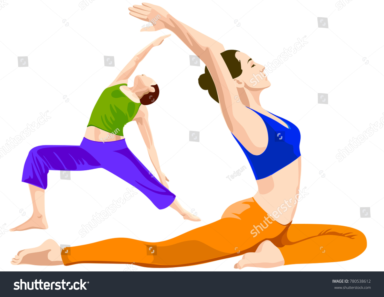 Gymnastics Poses Illustration Two Variations Colorful Stock Vector Royalty Free 780538612