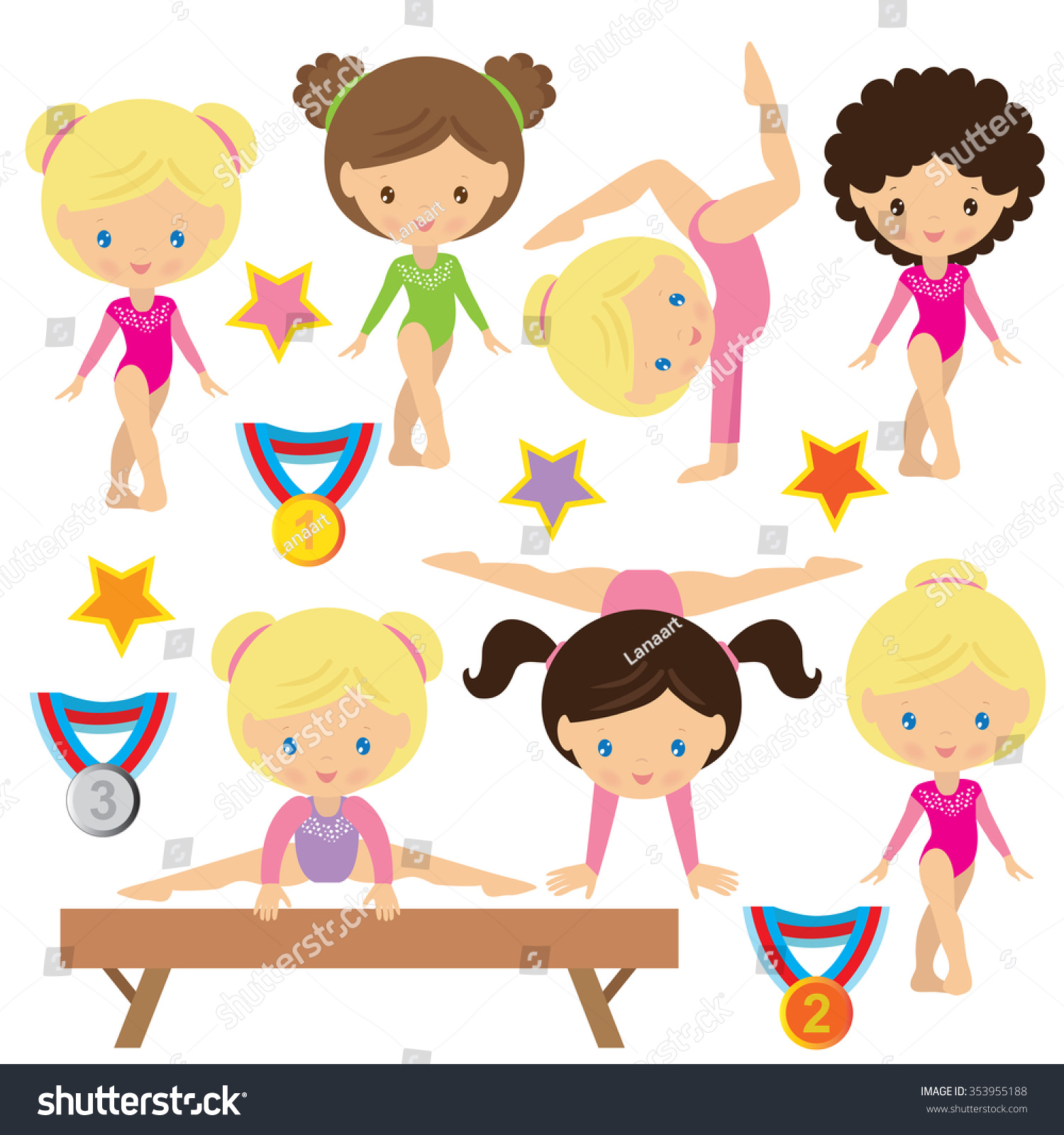 Gymnastics Vector Illustration Stock Vector 353955188 - Shutterstock