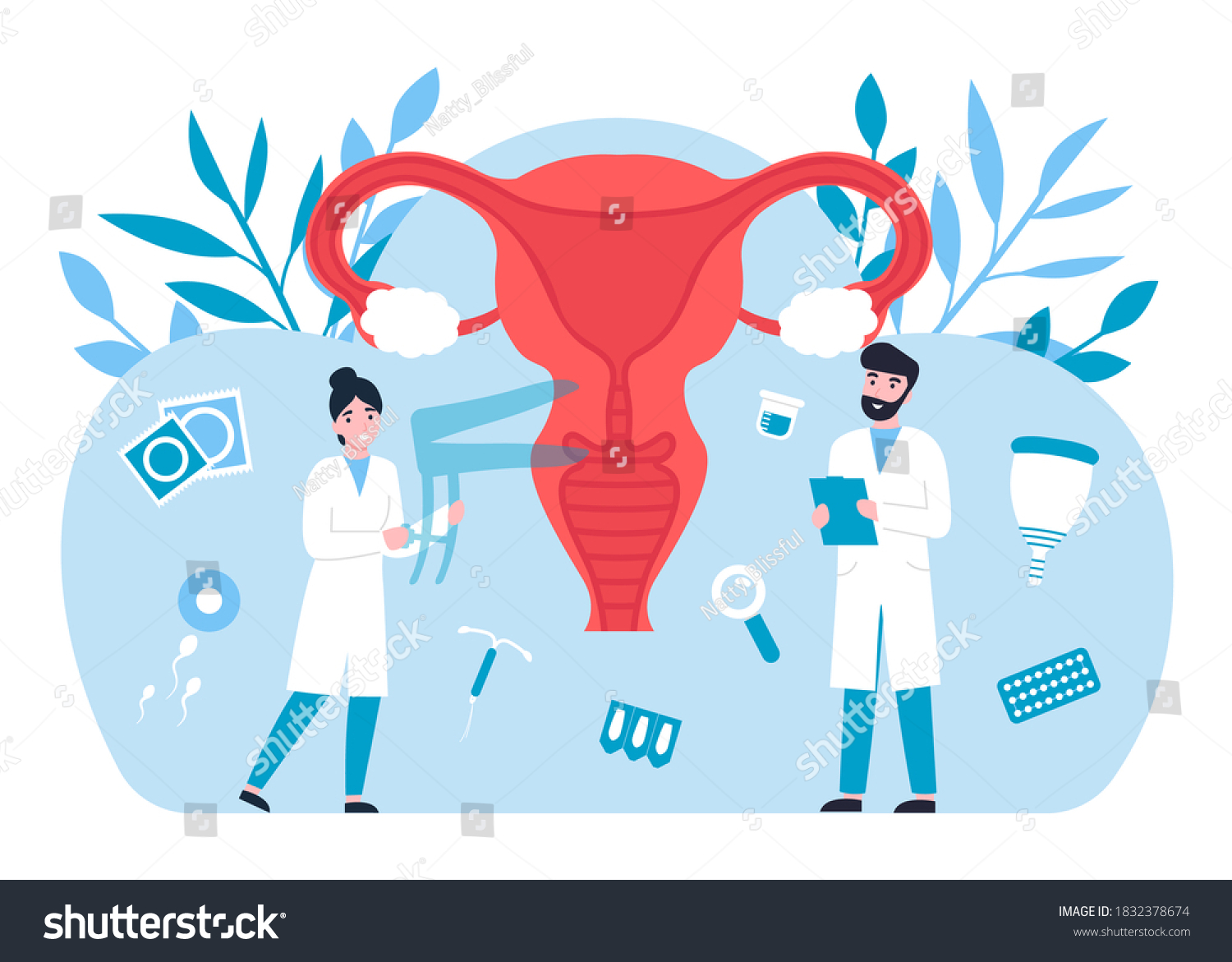 Gynecology Concept Female Reproductive System Doctors Stock Vector Royalty Free 1832378674 