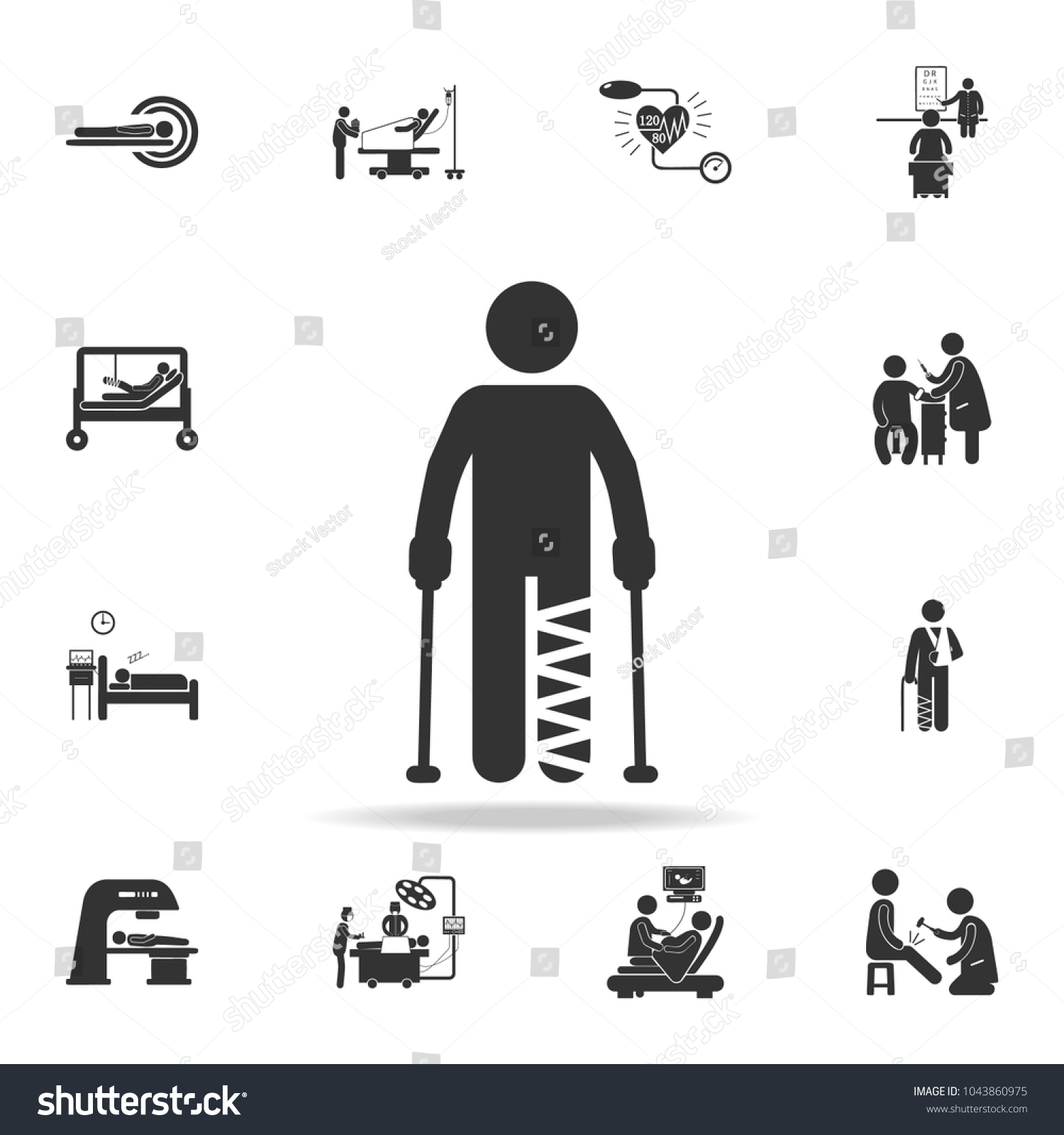 SVG of gypsum foot crutch illustration icon. Detailed set of medicine element Illustration. Premium quality graphic design. One of the collection icons for websites, web design, mobile on white background svg