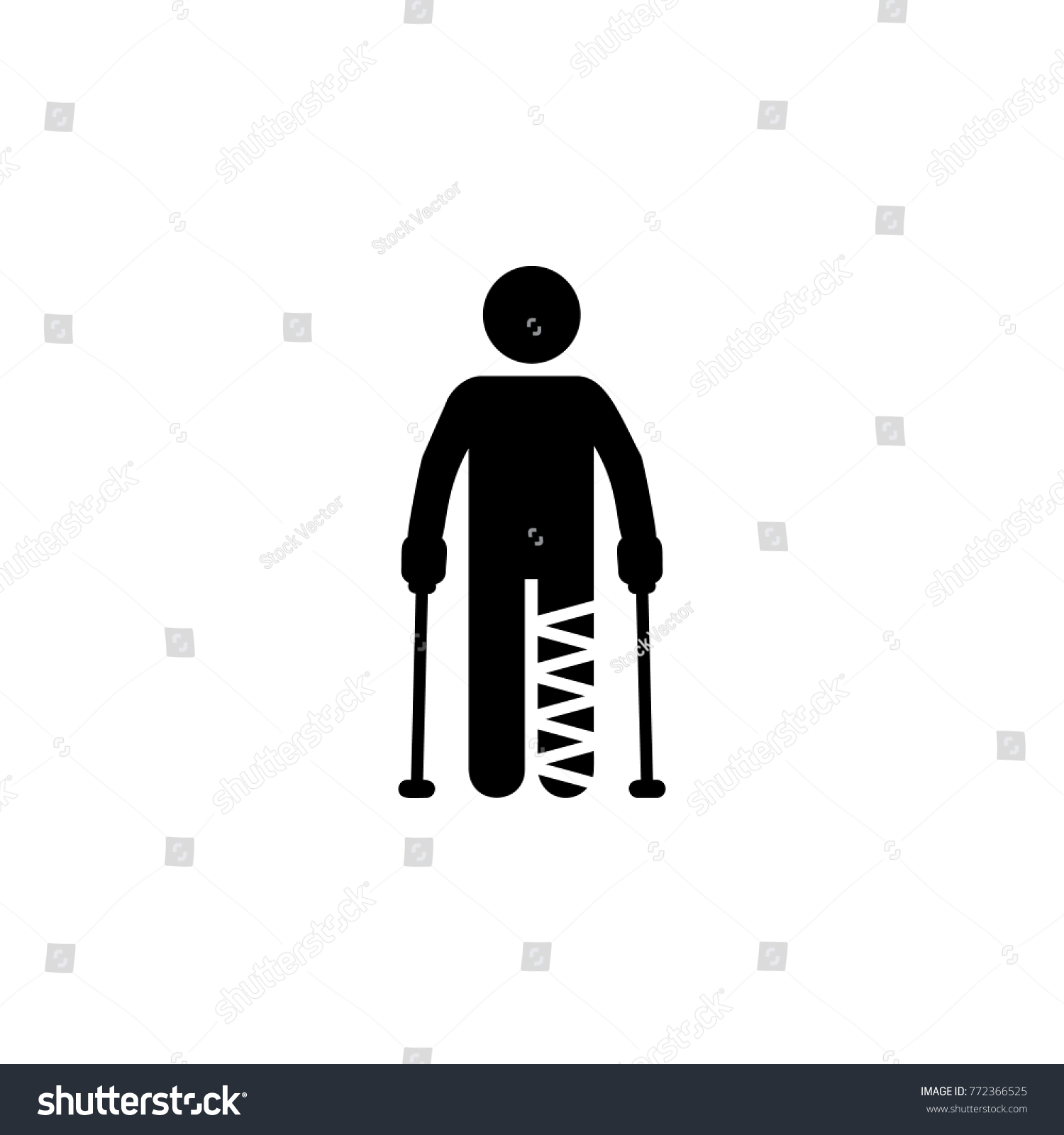 SVG of gypsum foot crutch illustration icon. Medicine icon. Element Patient silhouette icon. Premium quality graphic design. Collection icon for websites, web design, mobile app on white background svg