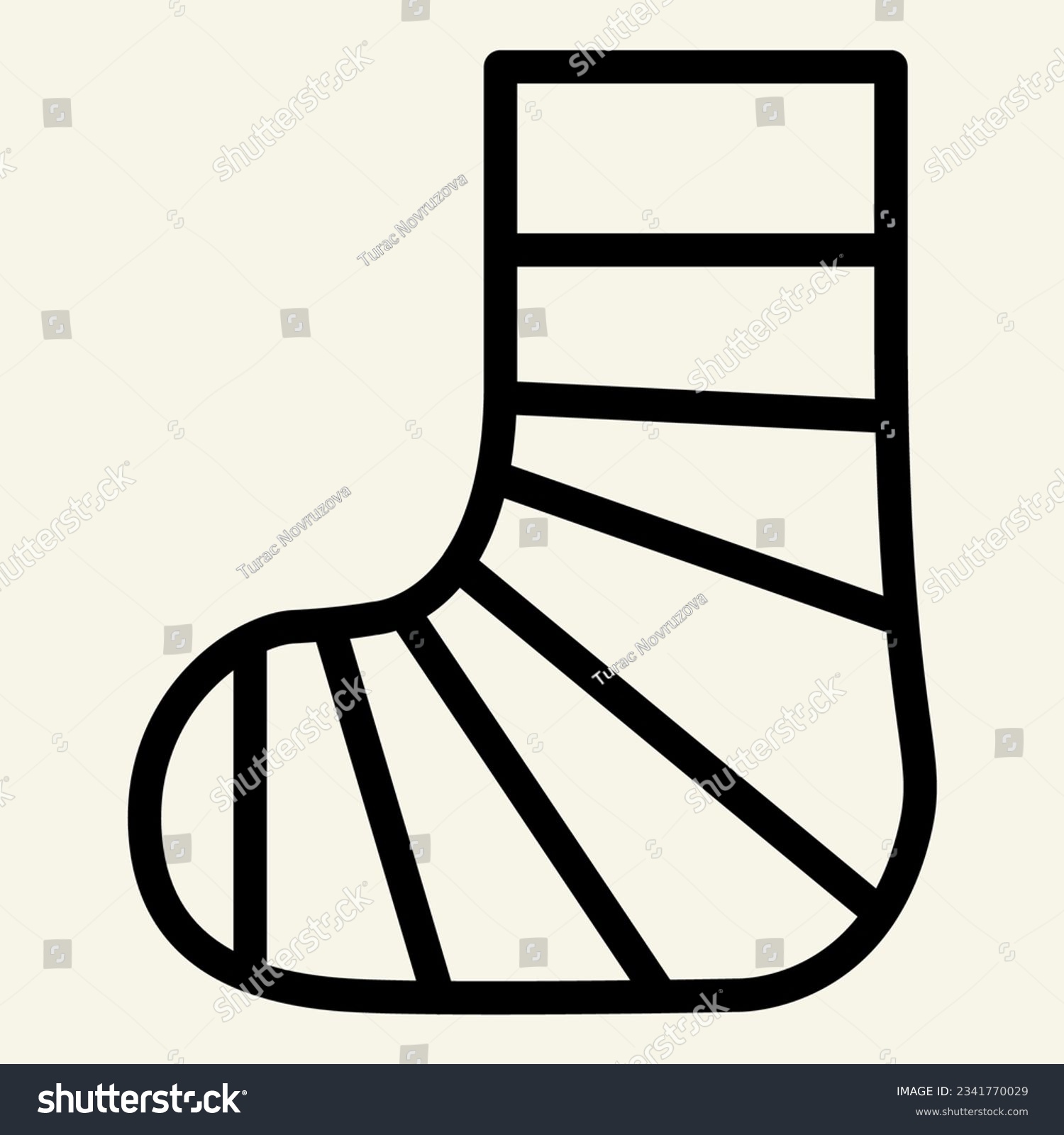 SVG of Gypsum foot line icon. Human plaster leg outline style pictogram on white background. Broken foot mobile concept web design. Vector graphics. svg