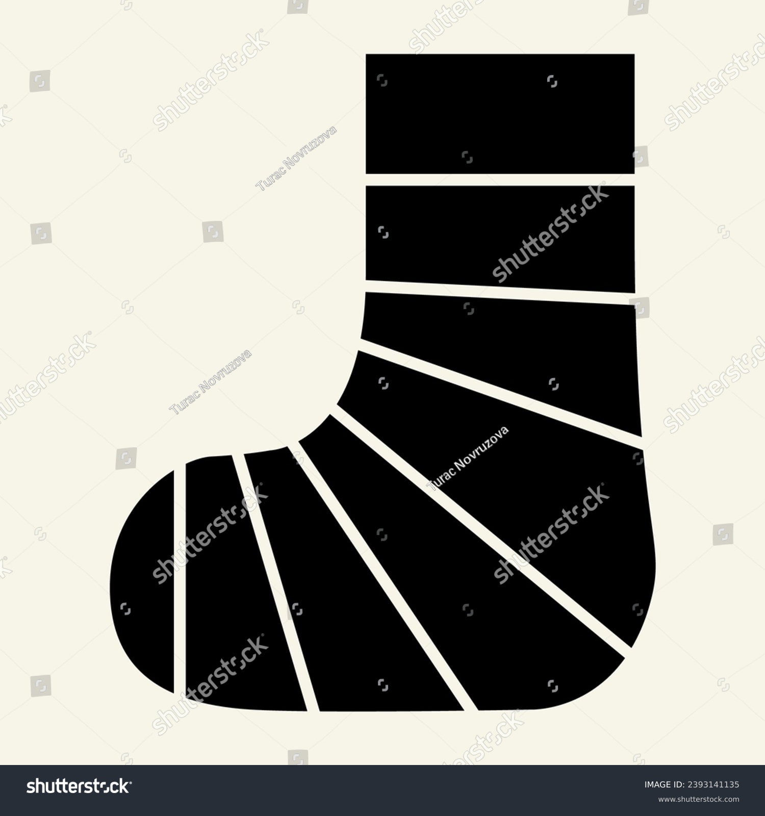 SVG of Gypsum foot solid icon. Human plaster leg glyph style pictogram on white background. Broken foot for mobile concept and web design. Vector graphics svg