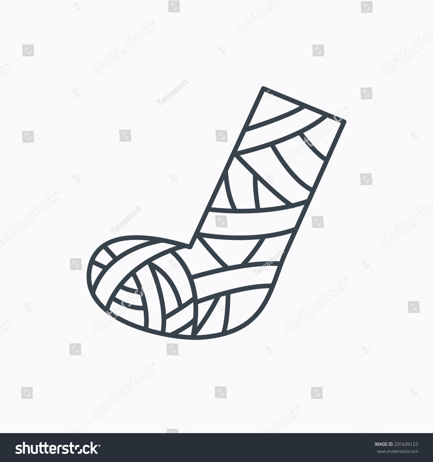 SVG of Gypsum or cast foot icon. Broken leg sign. Human recovery medicine symbol. Linear outline icon on white background. Vector svg