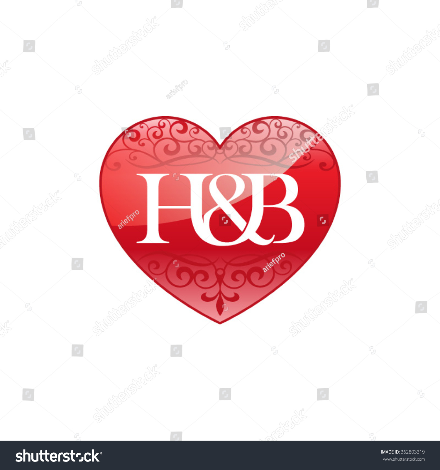 Hb Initial Letter Couple Logo Ornament Stock Vector Royalty Free