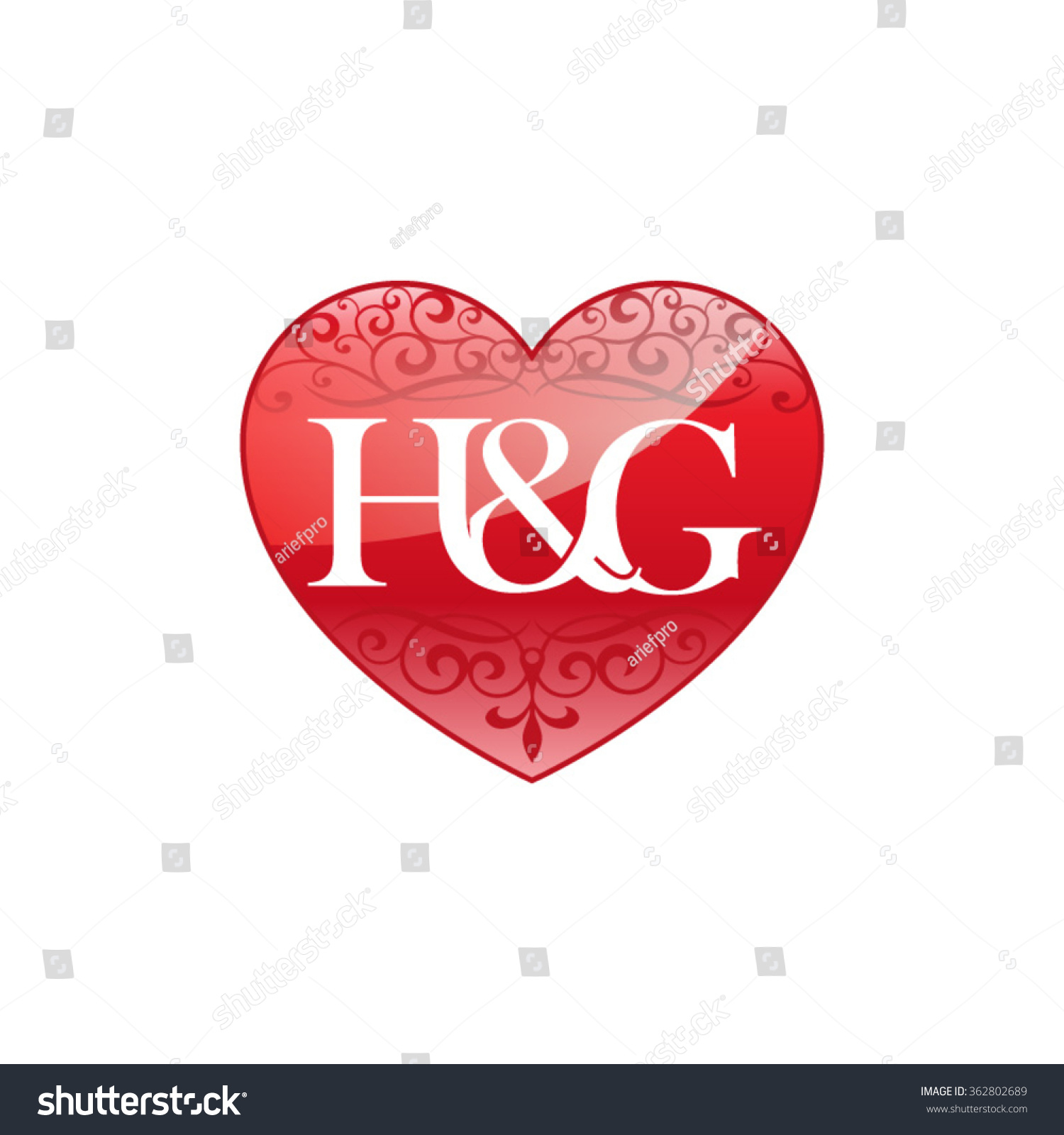 Hg Initial Letter Couple Logo Ornament Stock Vector Royalty Free