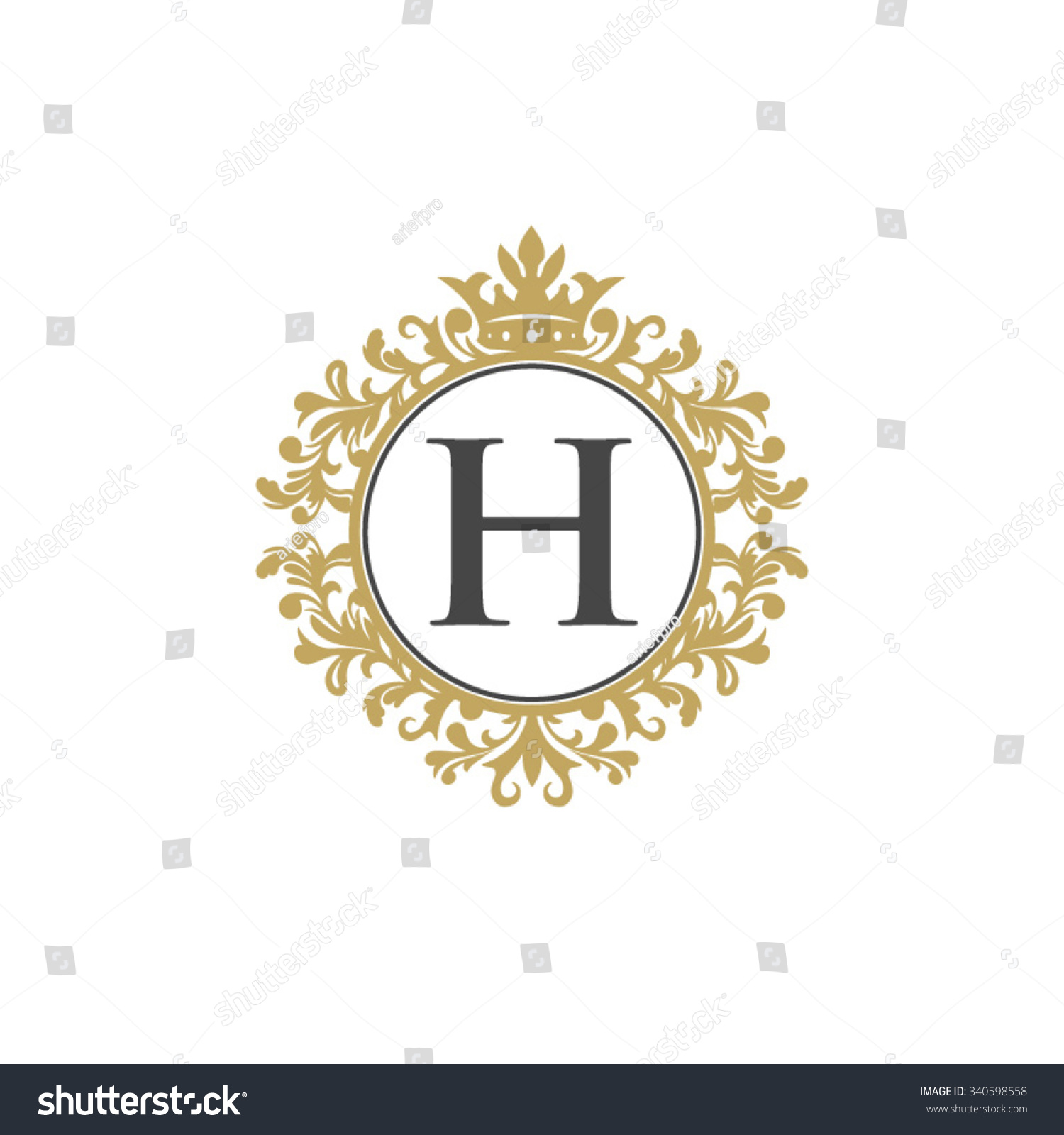 H Initial Logo. Luxury Ornament Crown Logo. Stock Vector Illustration ...