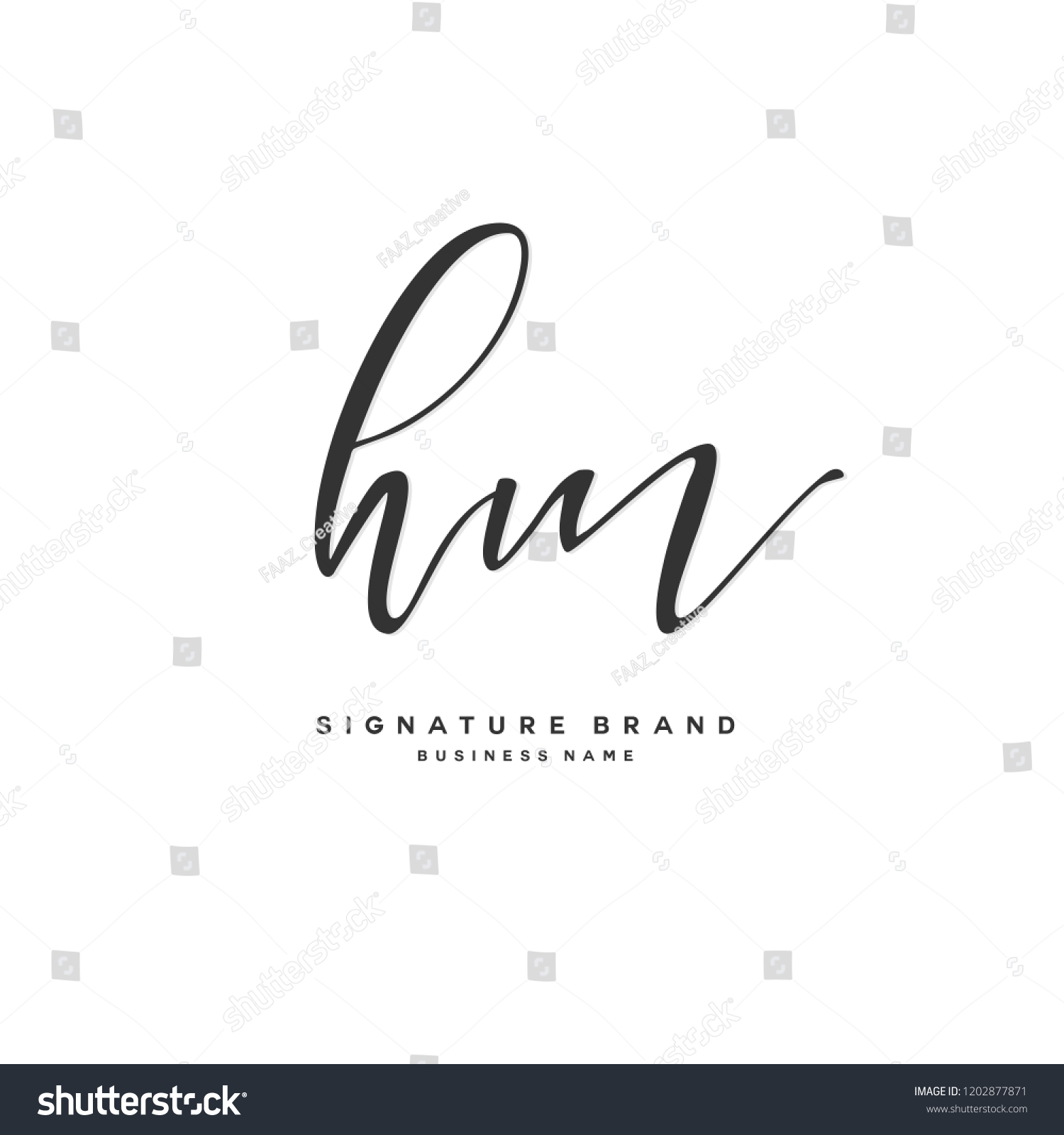 H M Hm Initial Letter Handwriting Stock Vector Royalty Free