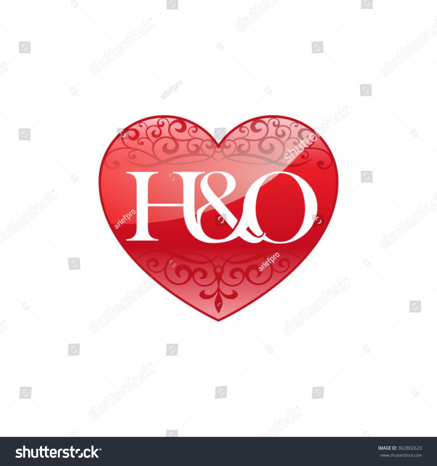 Ho Initial Letter Couple Logo Ornament Stock Vector Royalty Free