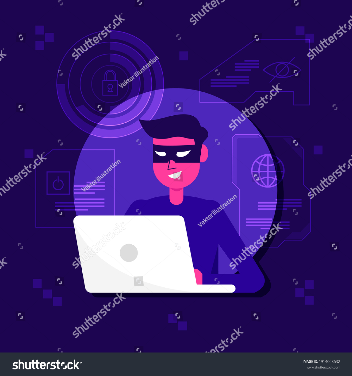 Hacker Activity Hacking Computer Concept Phishing Stock Vector Royalty Free 1914008632 8417