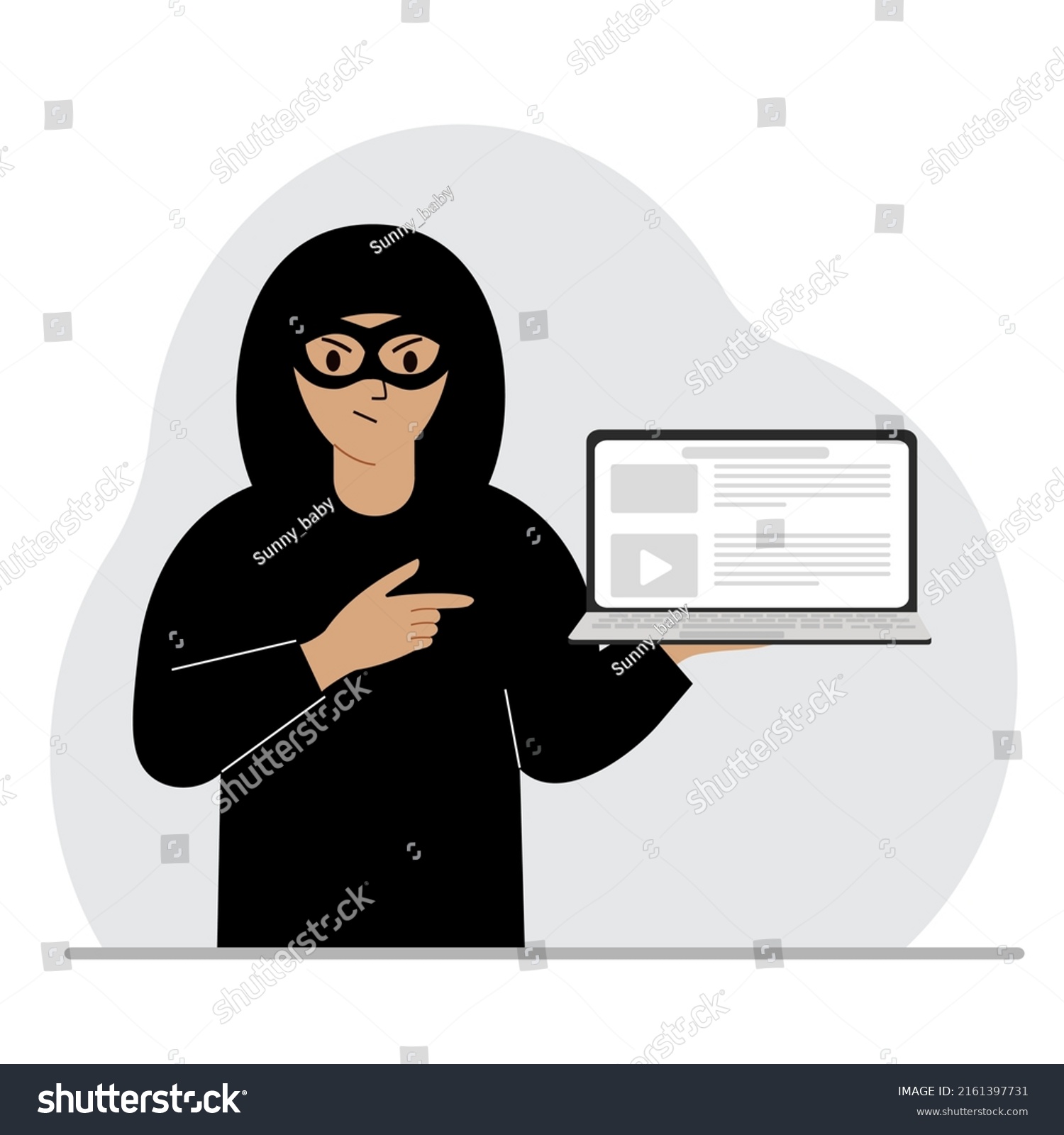 Hacker Black Mask Computer Cybercriminal Holding Stock Vector (Royalty ...