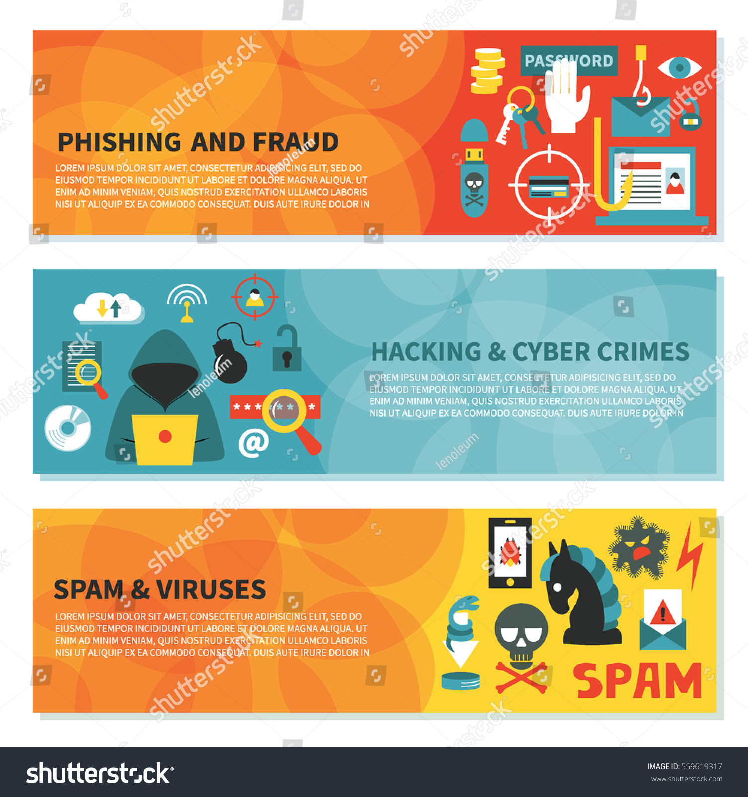 Hacking Cyber Crime Horizontal Vector Banner Stock Vector 559619317 Shutterstock Hackers Website Template