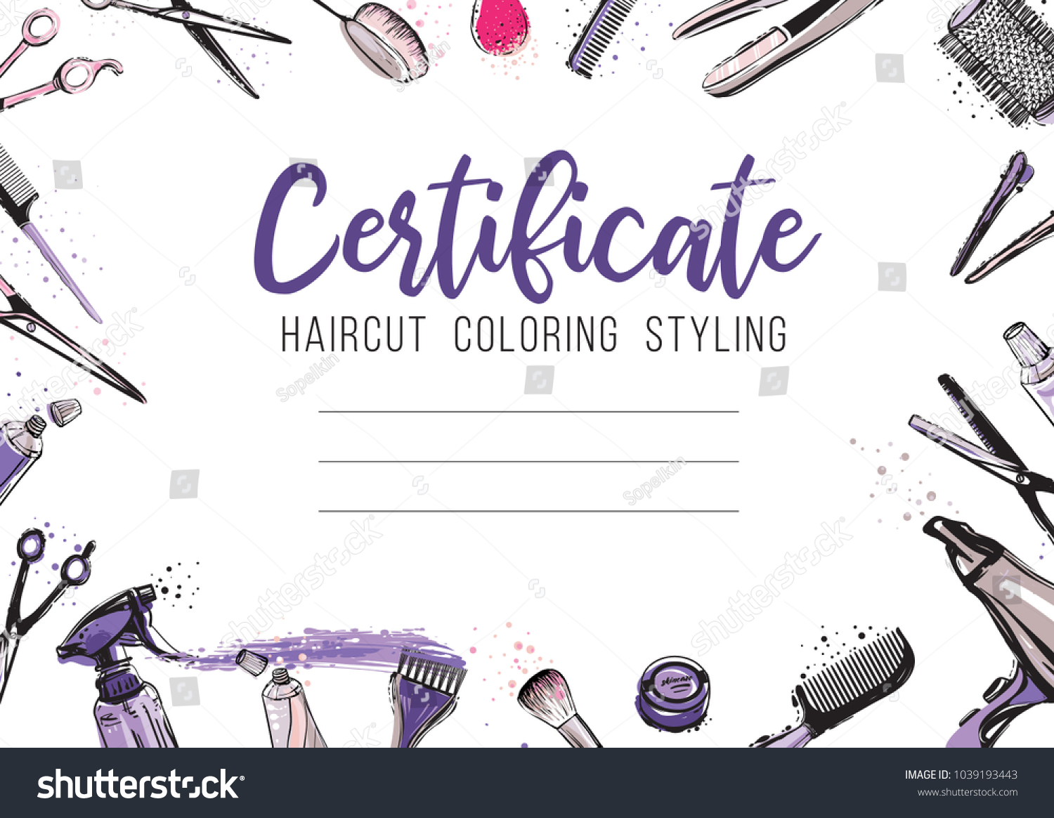 Hair Cut Hairdressing Business Card Certificate Image ...