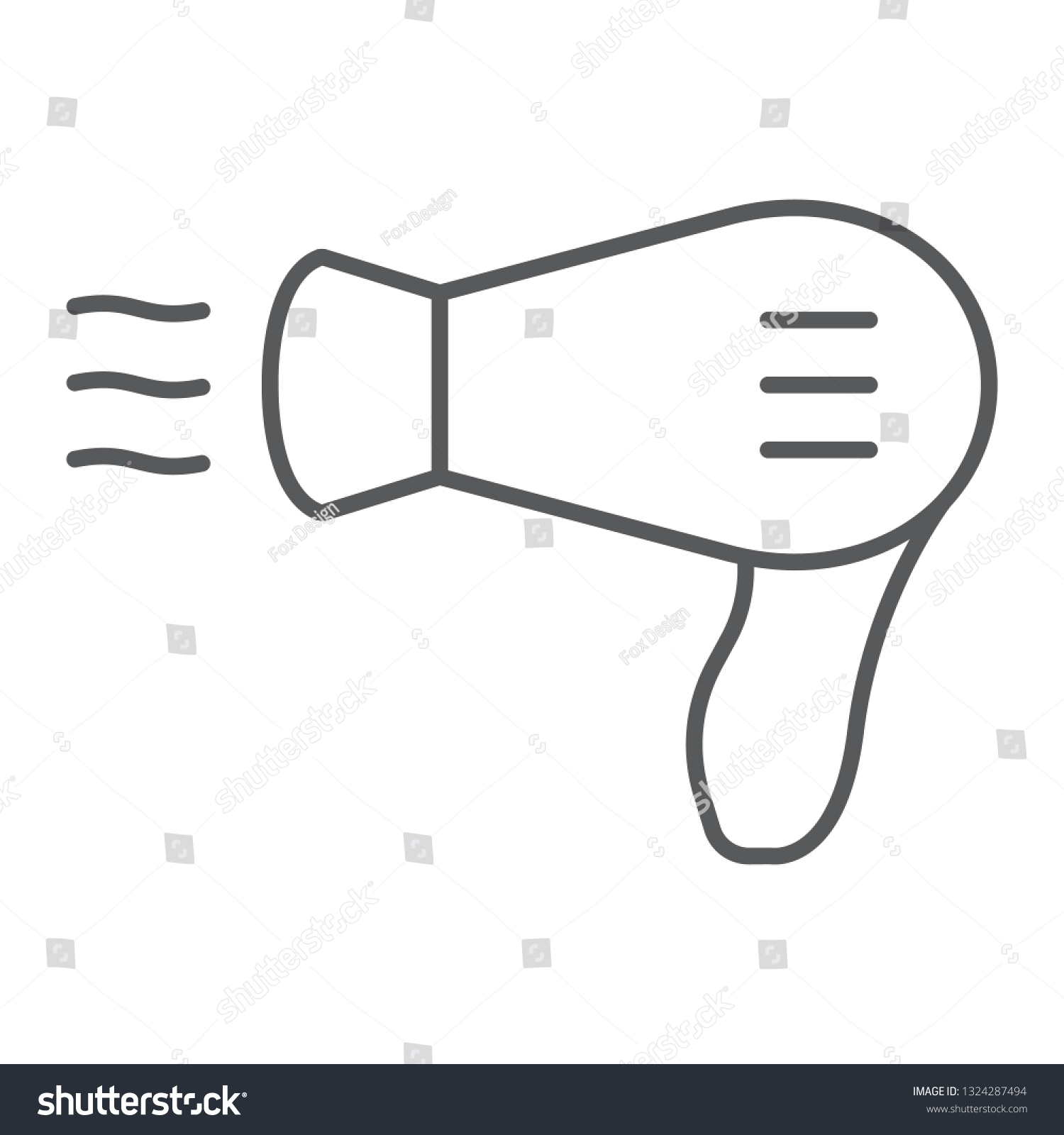Hair Dryer Thin Line Icon Barber Stock Vector Royalty Free