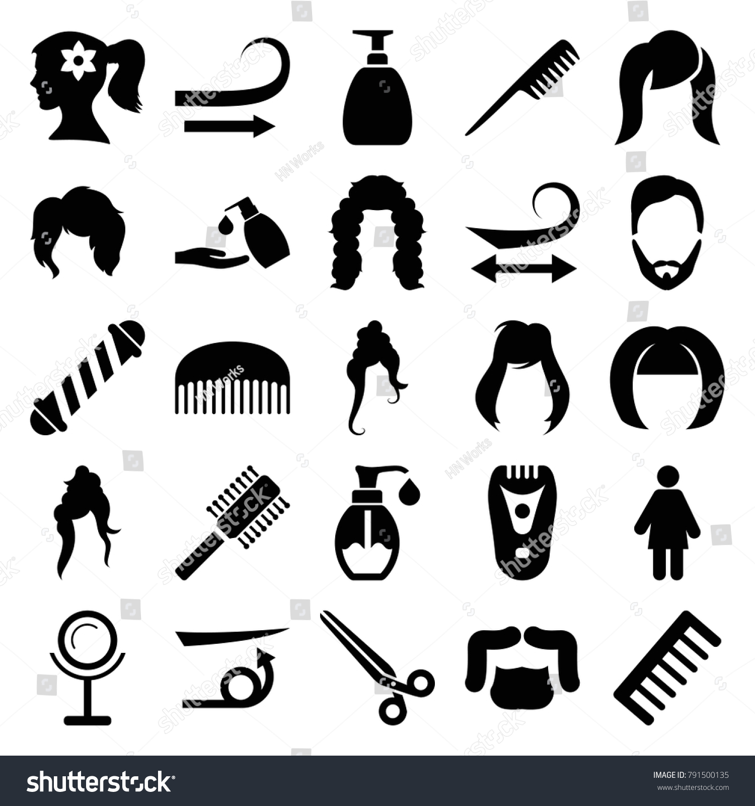 Hair Icons Set 25 Editable Filled Stock Vector (Royalty Free) 791500135 ...