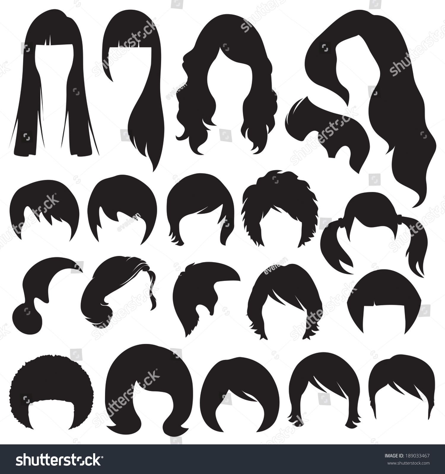 Hair Silhouettes Woman Man Hairstyle Stock Vector 189033467 - Shutterstock