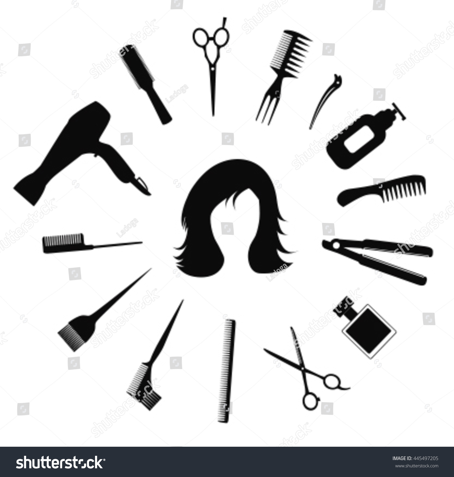 Hairdressing Equipment Icons Collection Vector Stock Vector Royalty 2199