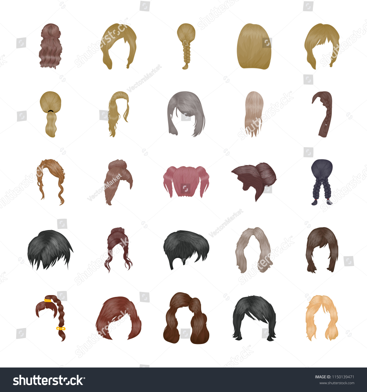 Hairstyle Icons Set Stock Vector (Royalty Free) 1150139471 | Shutterstock