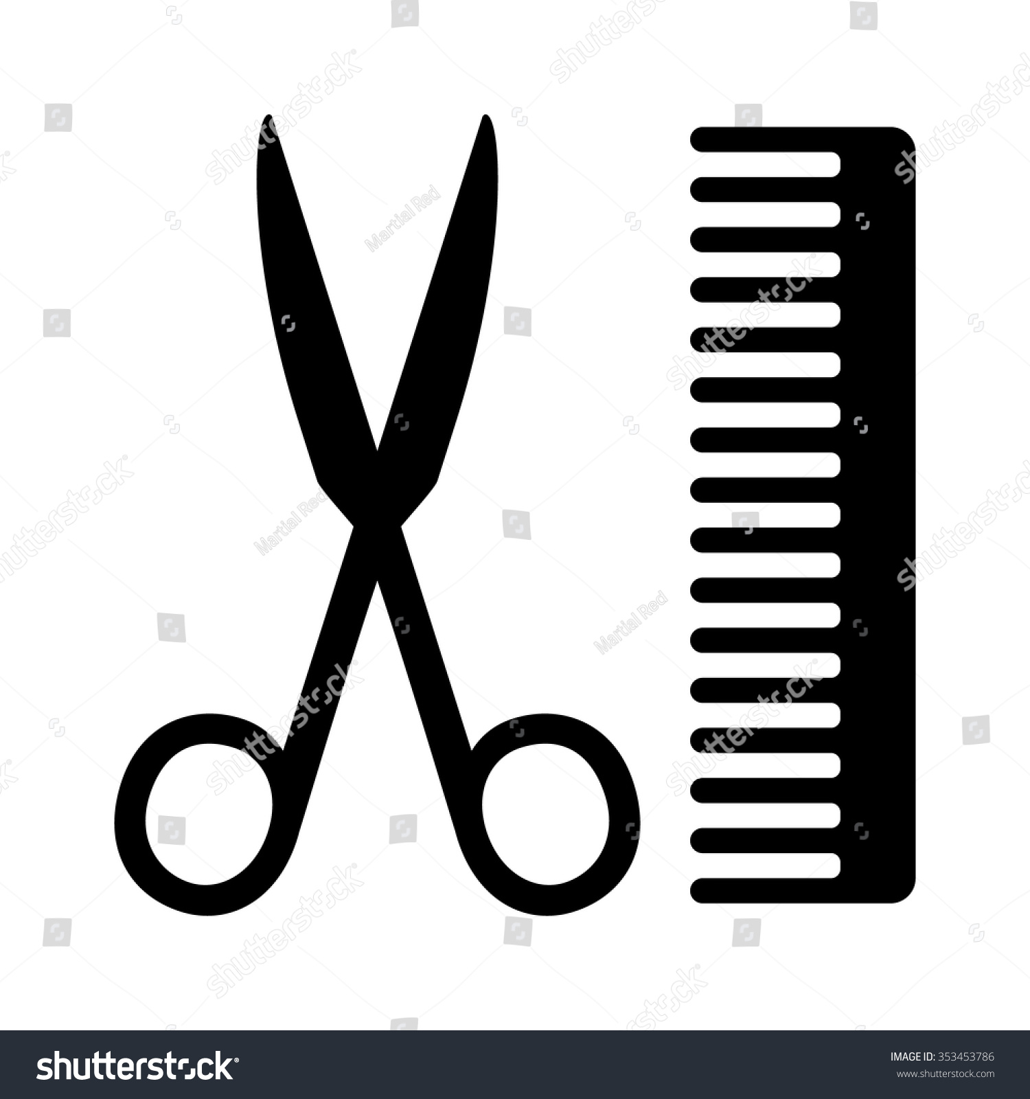 Hairstylist Hairdresser Salon Scissors Comb Flat Stock Vector