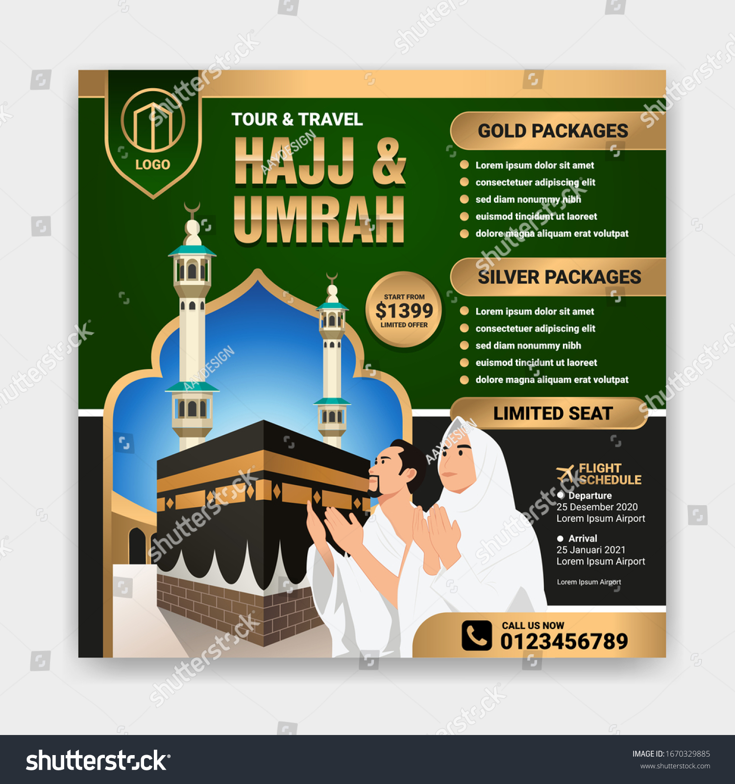 Hajj Umrah Template Banner Flyer Brochure Stock Vector (Royalty Free ...