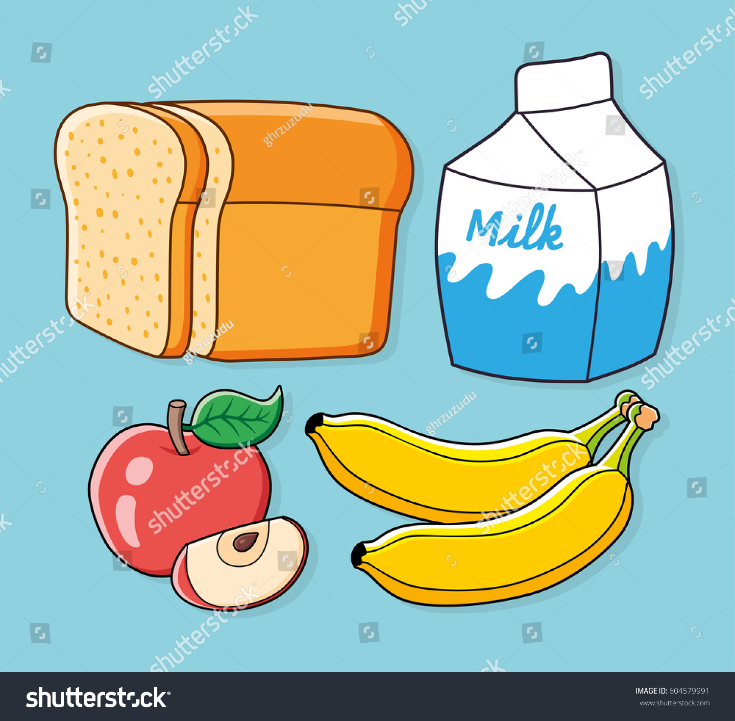 Half Loaf Bread Milk Carton Red Stock Vector (Royalty Free) 604579991 ...