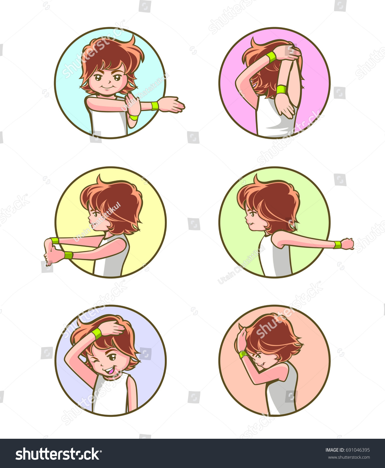 Half Body Warm Activity Stretching Exercise Stock Vector Royalty Free