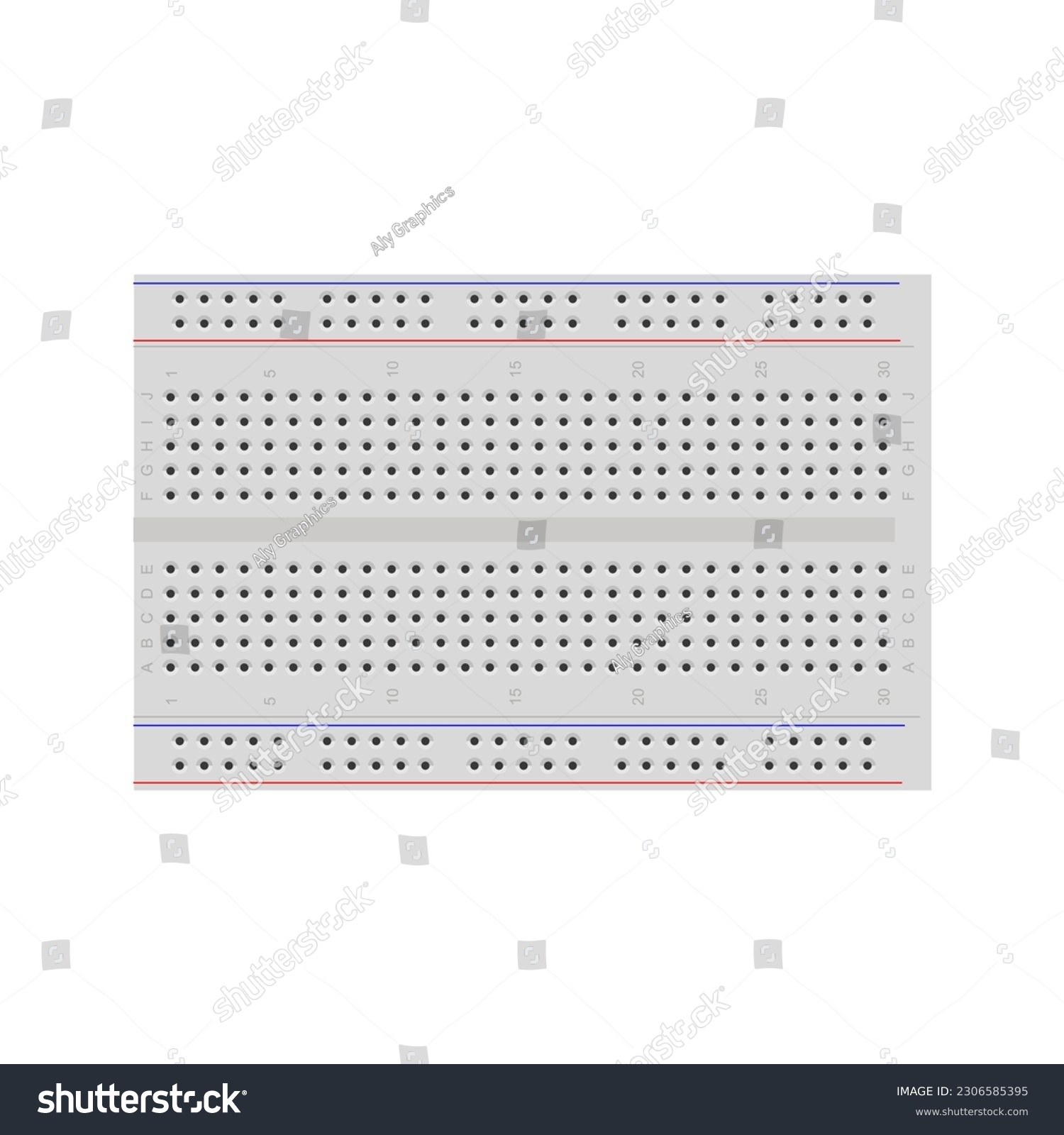 SVG of Half breadboard vector illustration, providing graphic designers with a visual representation of a half-sized breadboard commonly used for prototyping and experimenting with electronic circuits svg