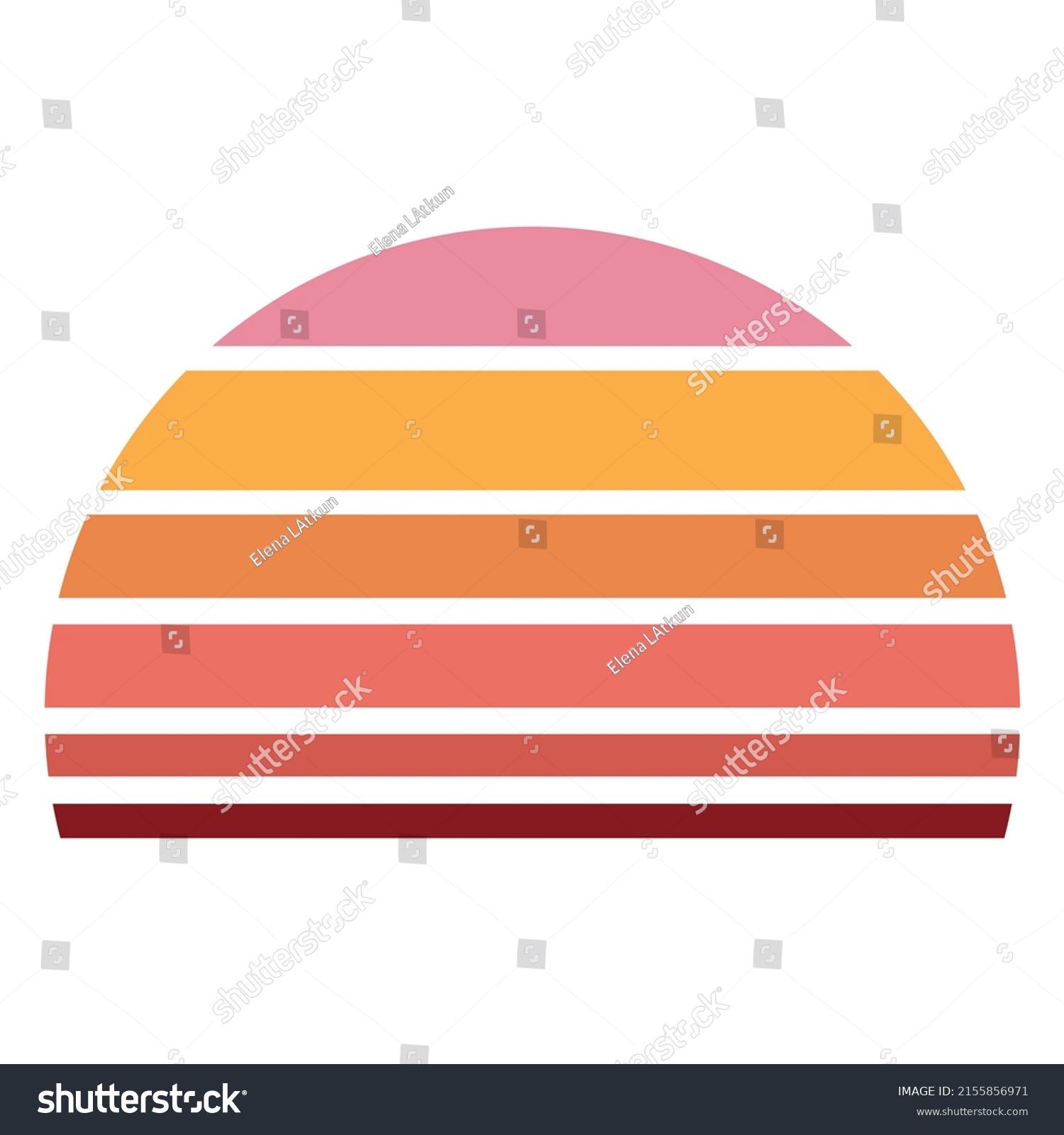 SVG of Half Circle Retro Sunset. High quality vector svg