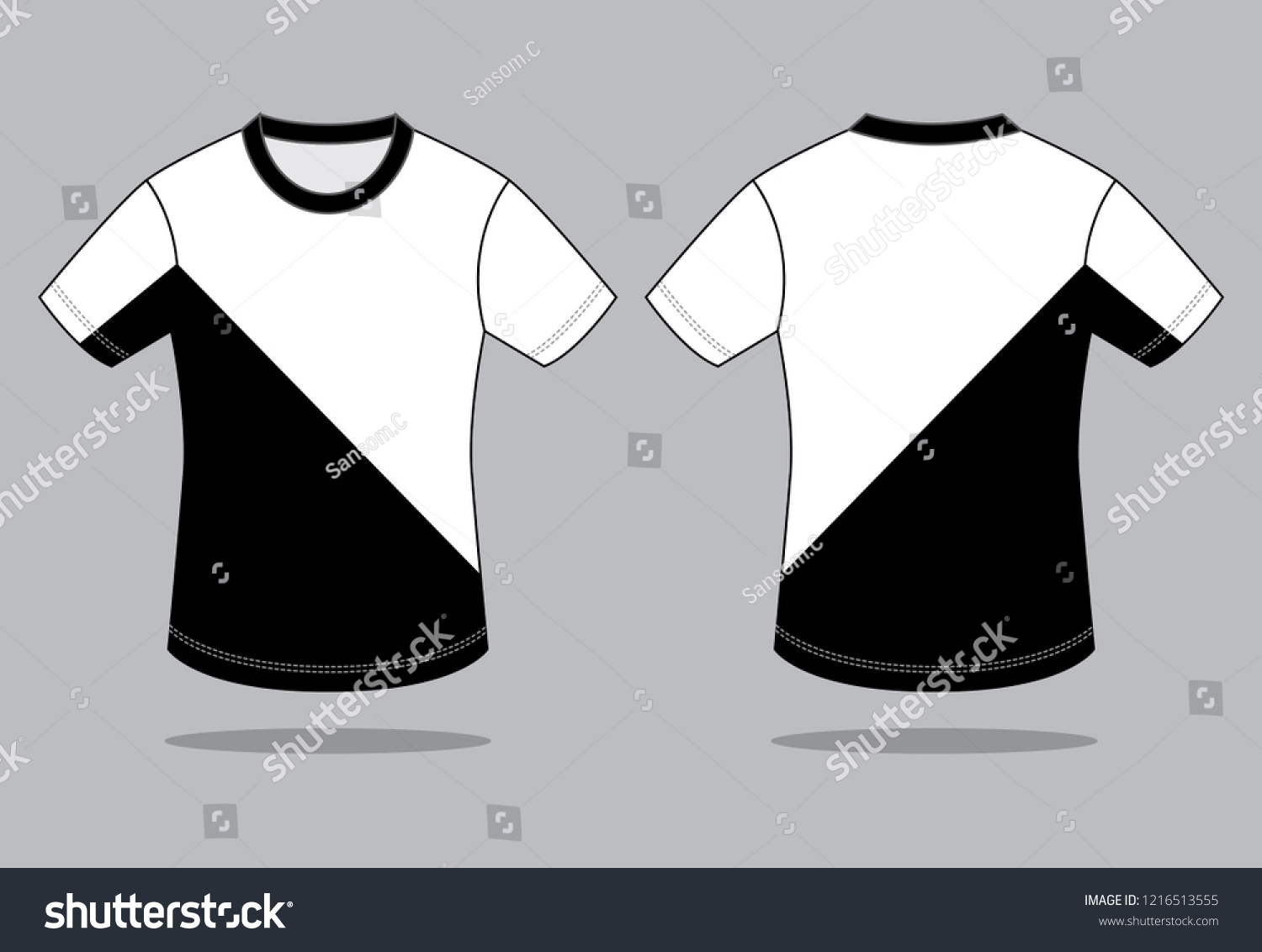 Half Color Tshirt Design Vector Blackwhite Stock Vector Royalty Free