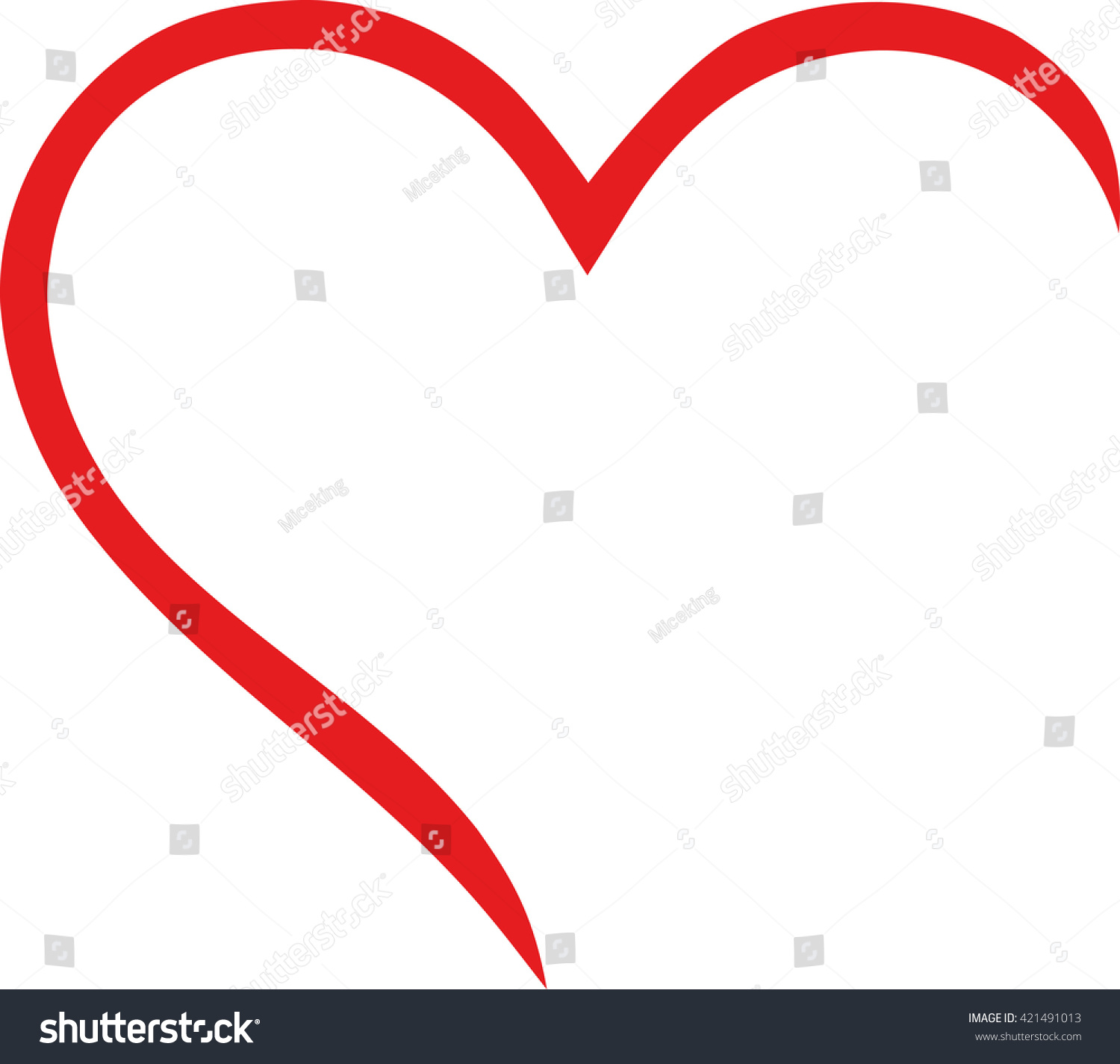 Half Heart Outline Stock Vector 421491013 - Shutterstock