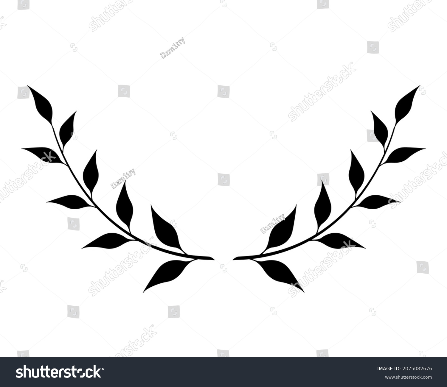 SVG of Half leaf wreath silhouette icon . Clipart image isolated on white background svg