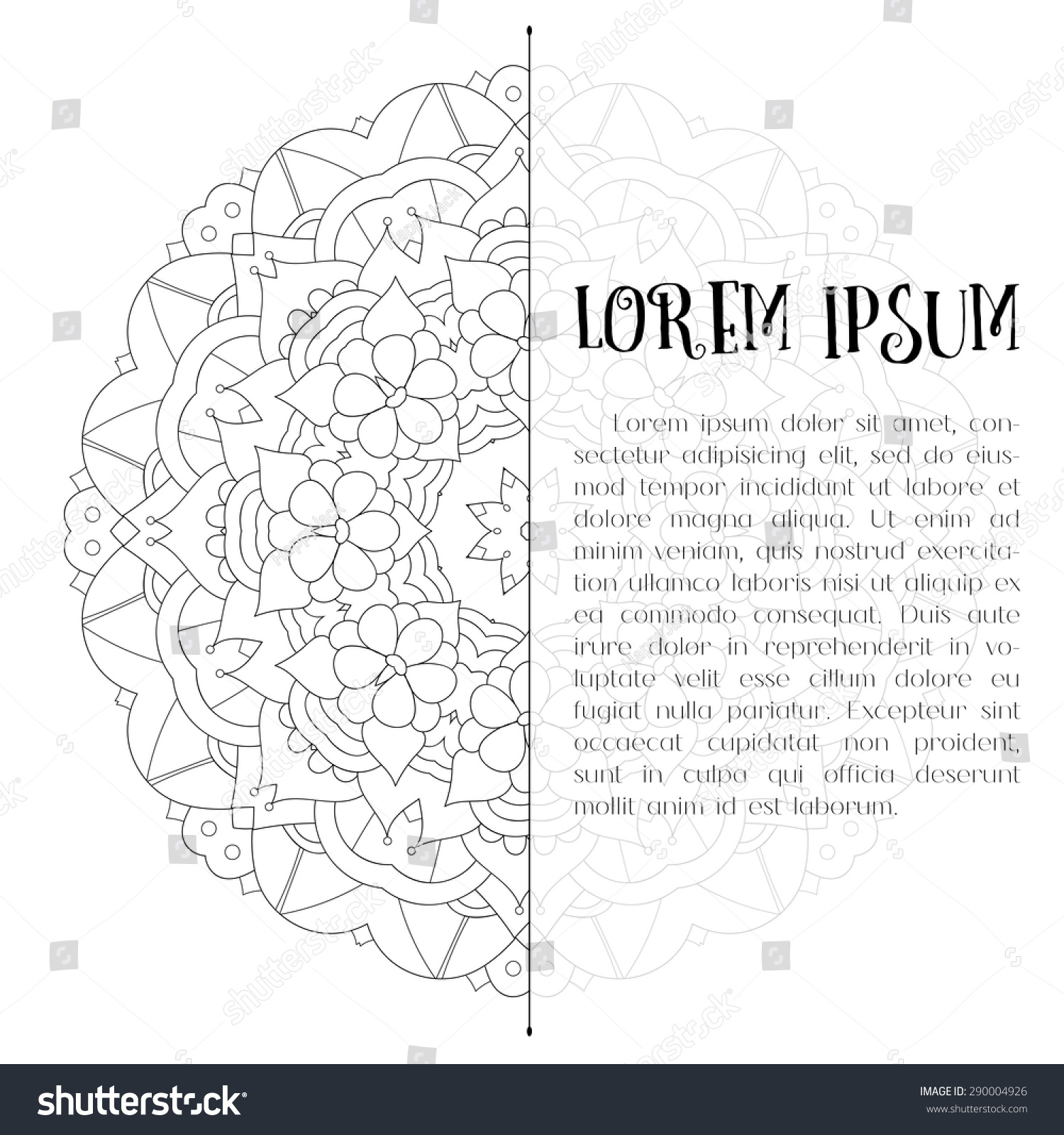 half mandala place text doodle presentation stock vector 290004926 half mandala place text doodle presentation stock vector 290004926, Presentation templates