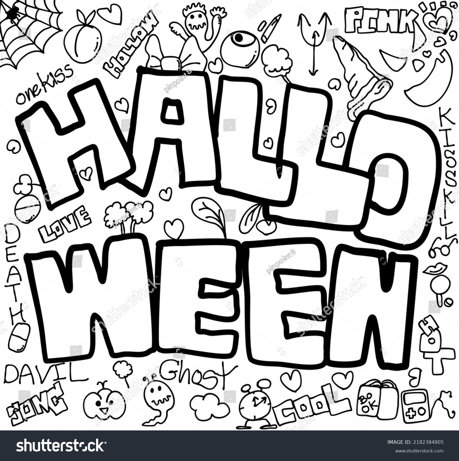 SVG of Hallo ween doodle drawing on isolated background vector. svg