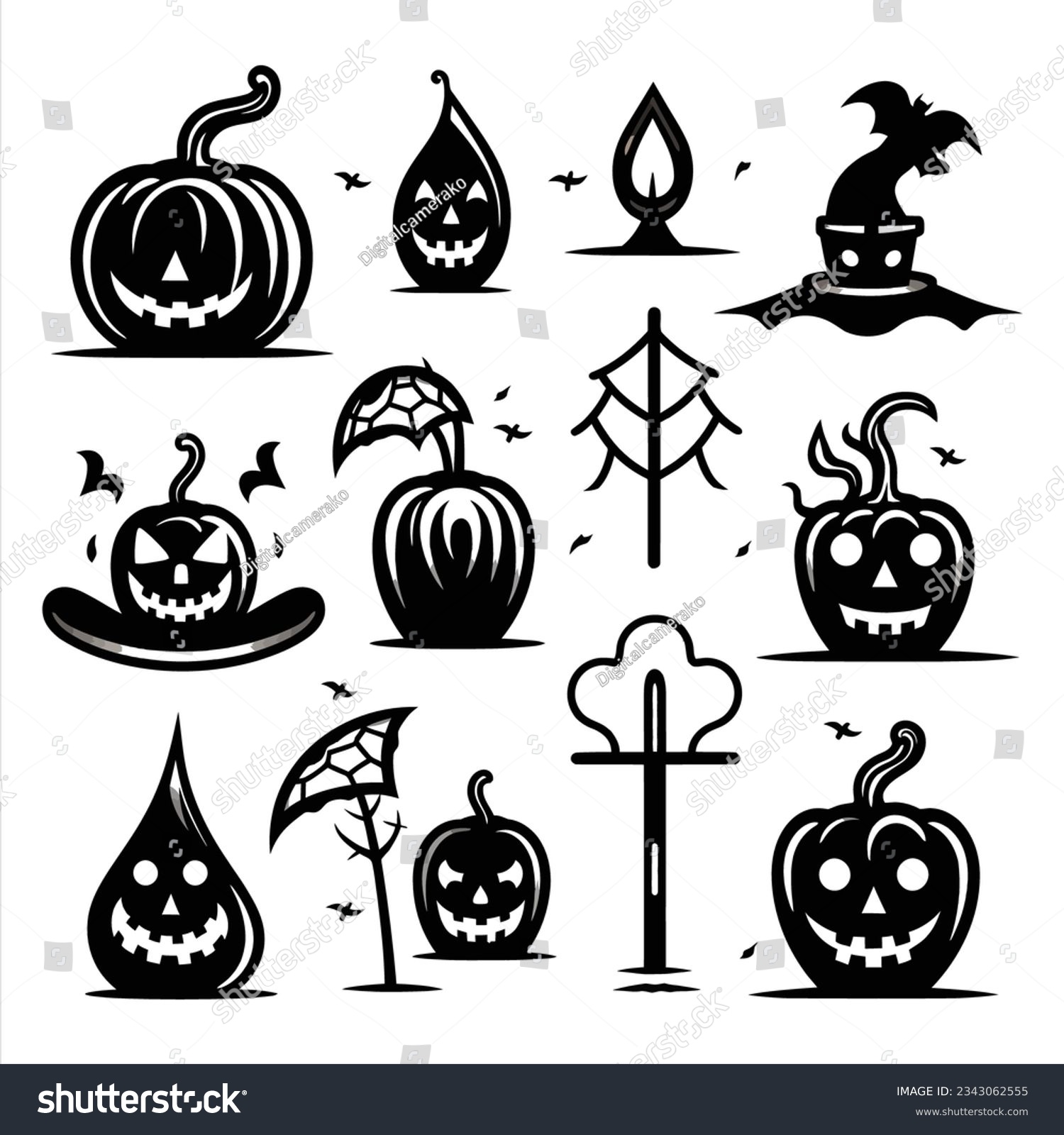 SVG of Hallo ween icons set, set of hallo ween bundle, elements, white background. Vector illustration. svg