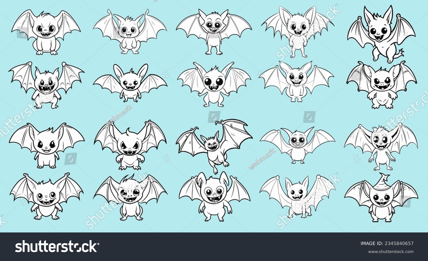 SVG of Halloween bats coloring page elements svg