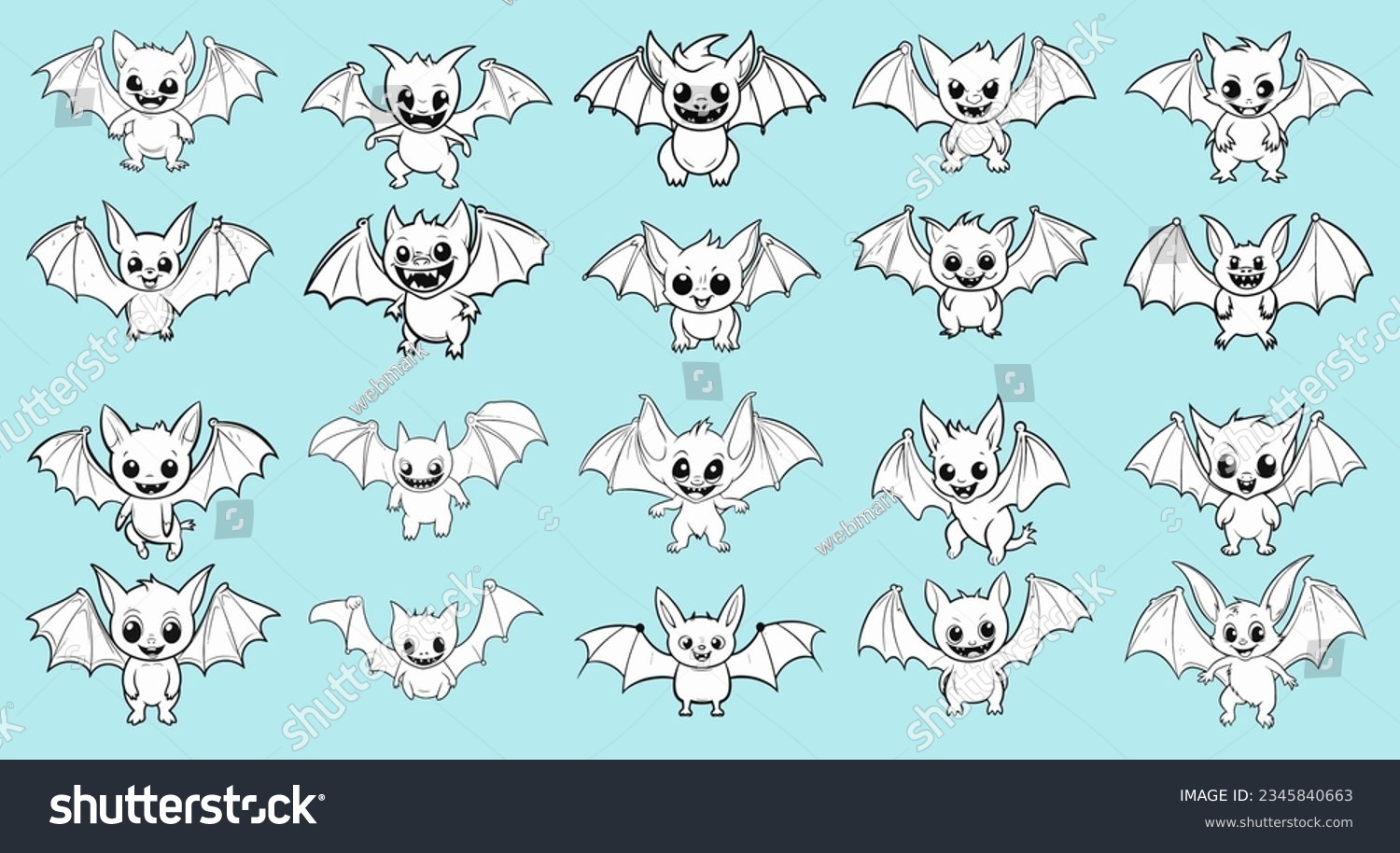 SVG of Halloween bats coloring page elements svg