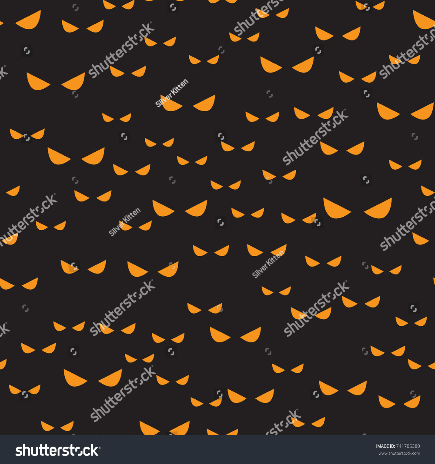 Halloween Black Orange Eyes Seamless Vector Stock Vector (Royalty Free ...