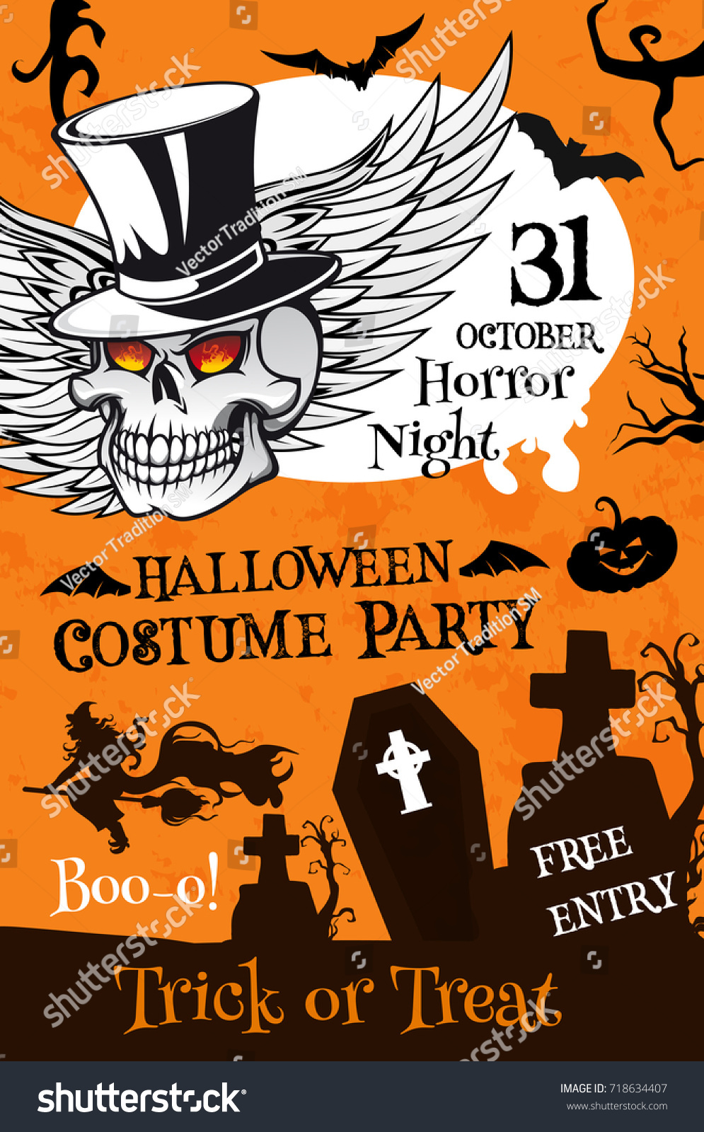 Halloween Costume Party Poster Template Holiday Stock Vector Royalty Free