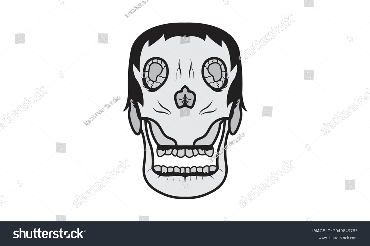 SVG of Halloween Frankensteins Zombie Skull Design Illustration svg