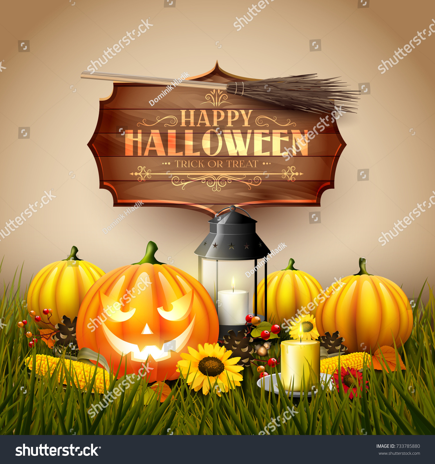 Halloween Greeting Card Traditional Halloween Decorations Stock